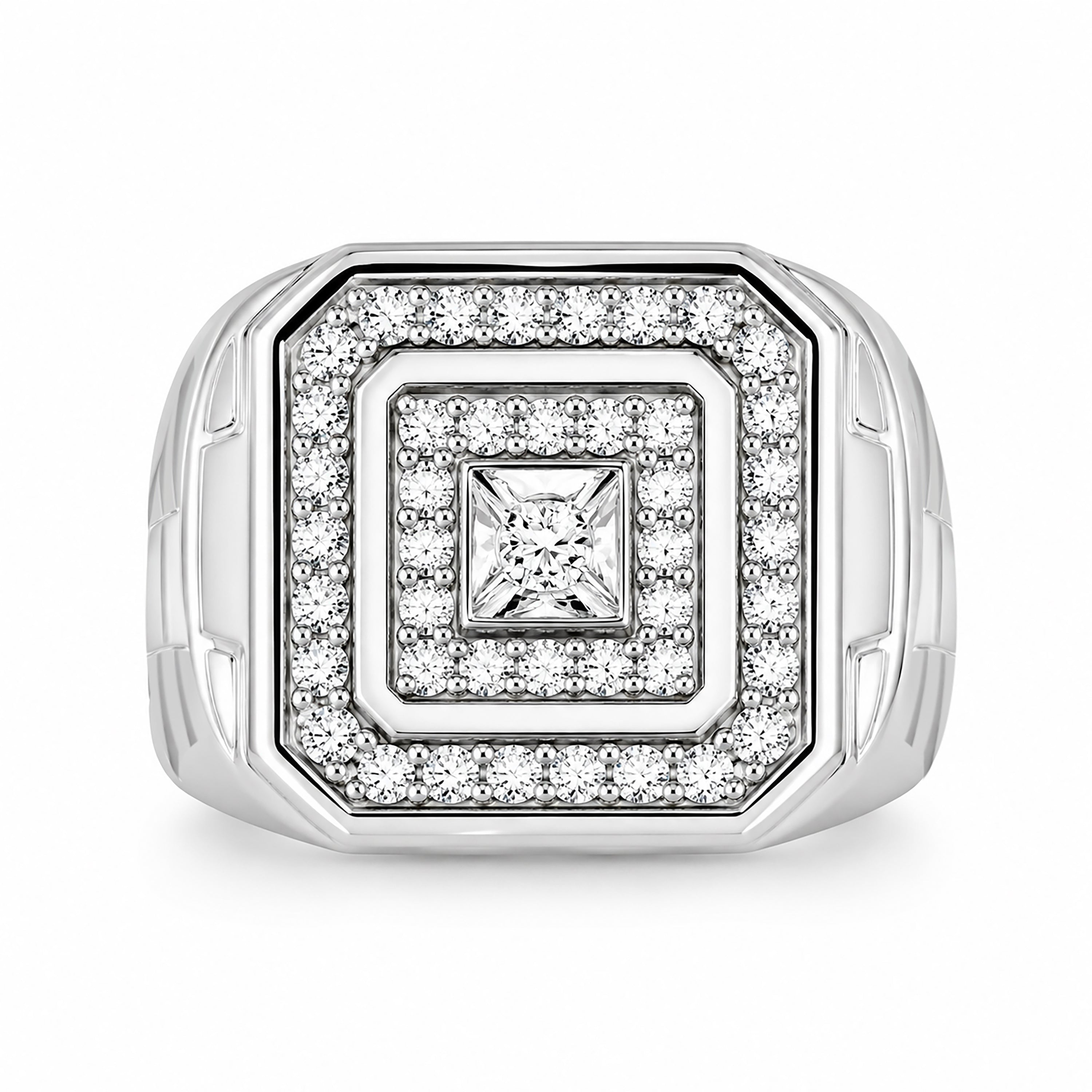 Venturant Lab Grown Diamond (F/VS+) 1.00 carat Round cut Sterling Silver Men's Ring - Sterling Silver | Gold over Silver