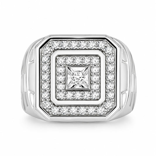Venturant Lab Grown Diamond (F/VS+) 1.00 carat Round cut Sterling Silver Men's Ring - Sterling Silver | Gold over Silver