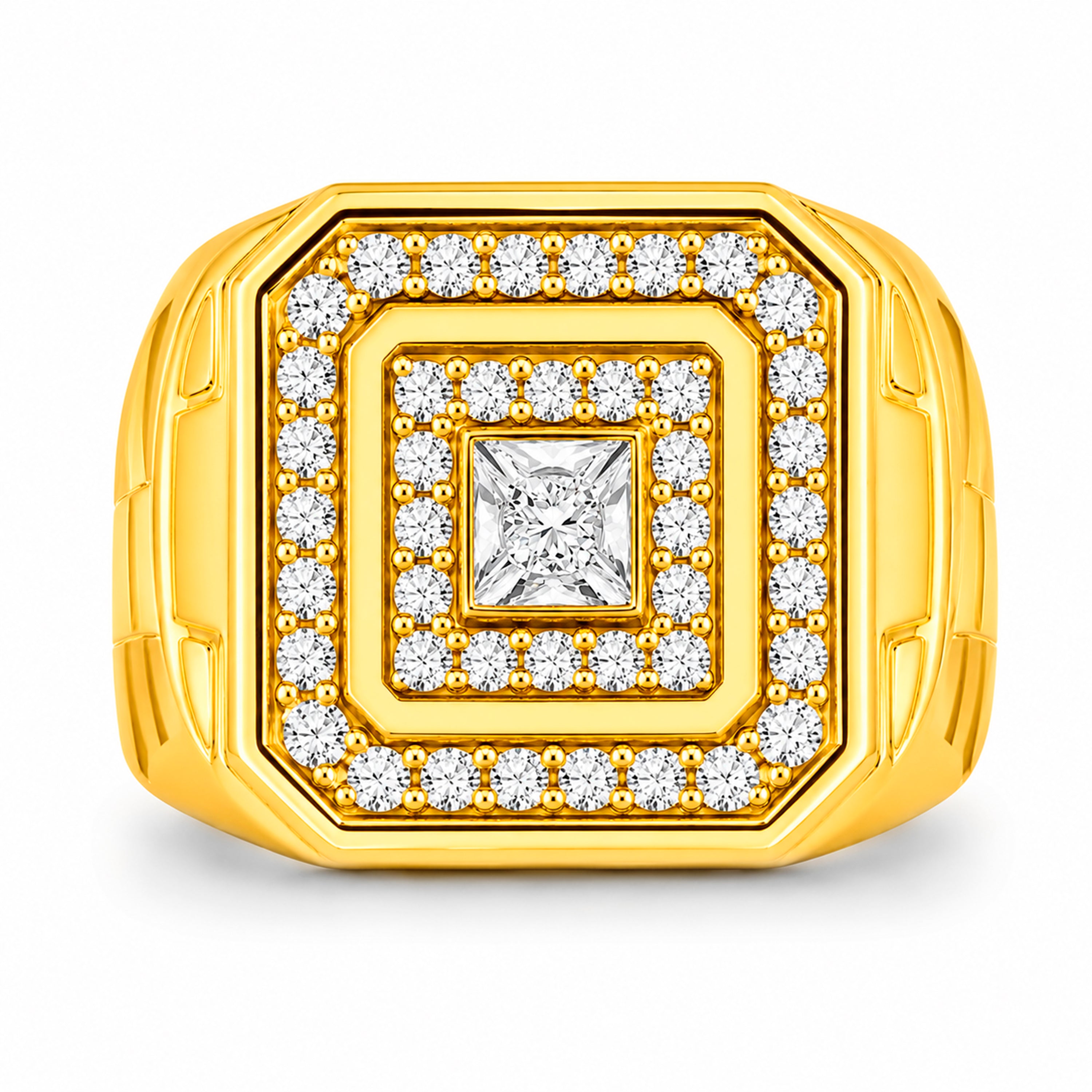 Venturant Lab Grown Diamond (F/VS+) 1.00 carat Round cut Sterling Silver Men's Ring - Sterling Silver | Gold over Silver