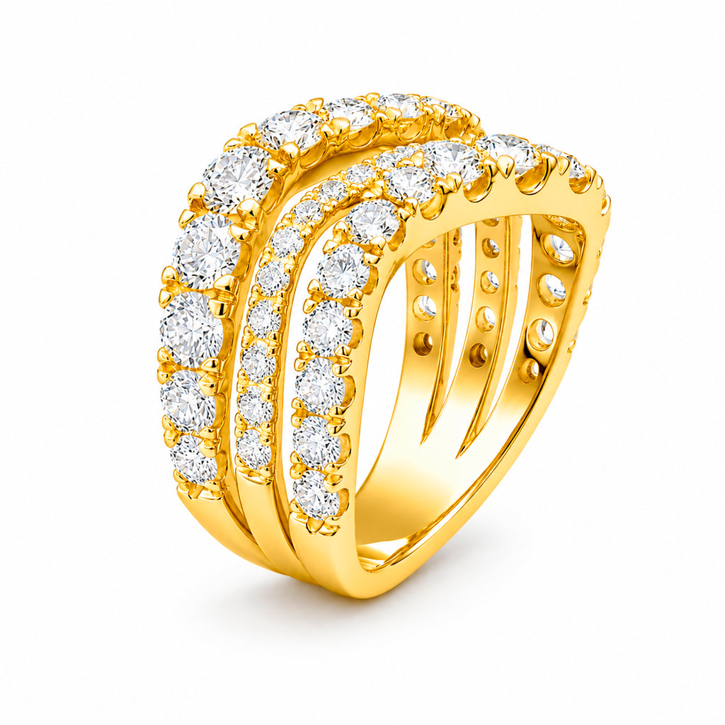 Venturant Lab Grown Diamond (F/VS+) 3.00 carat Round cut Sterling Silver Statement Ring - Sterling Silver | Gold over Silver