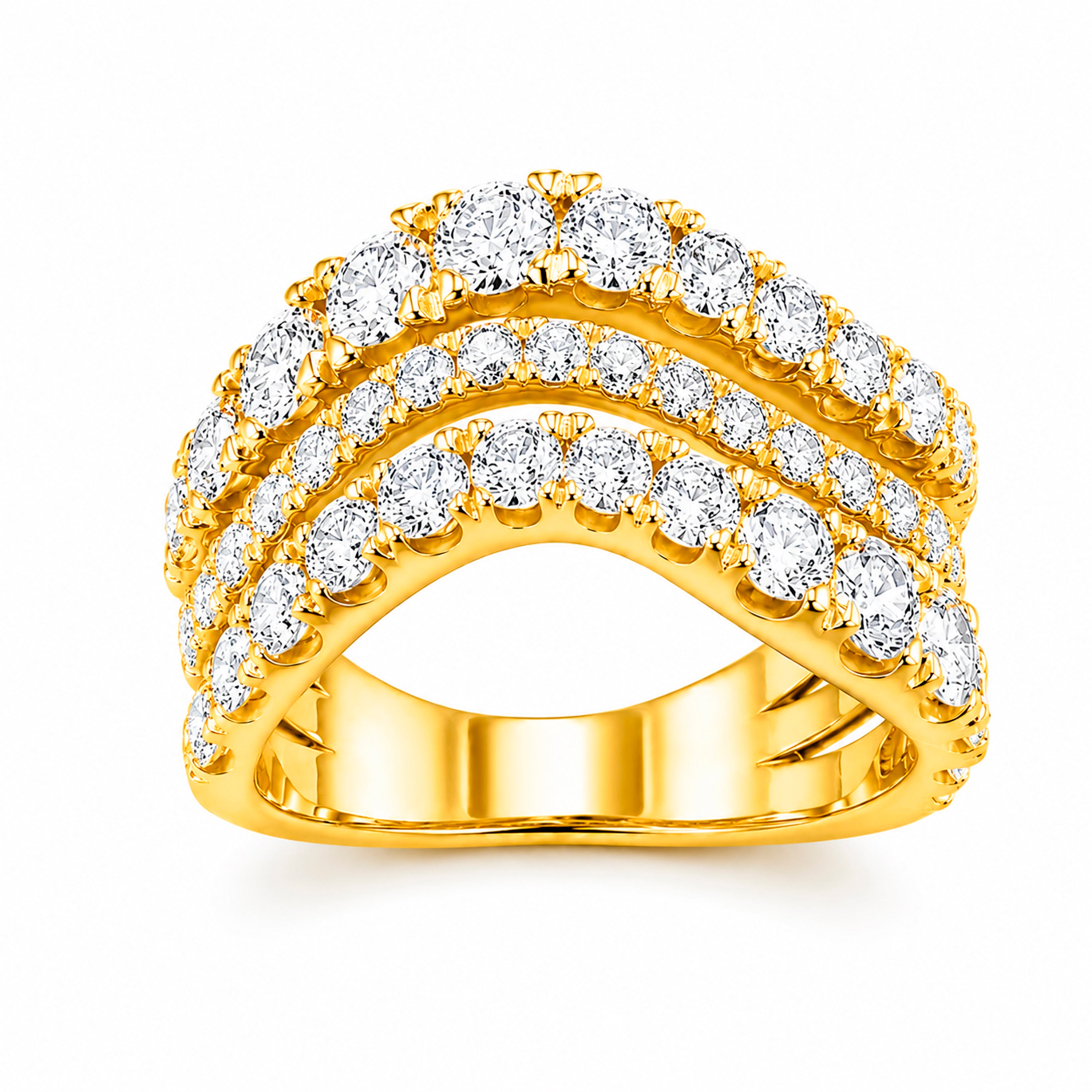 Venturant Lab Grown Diamond (F/VS+) 3.00 carat Round cut Sterling Silver Statement Ring - Sterling Silver | Gold over Silver