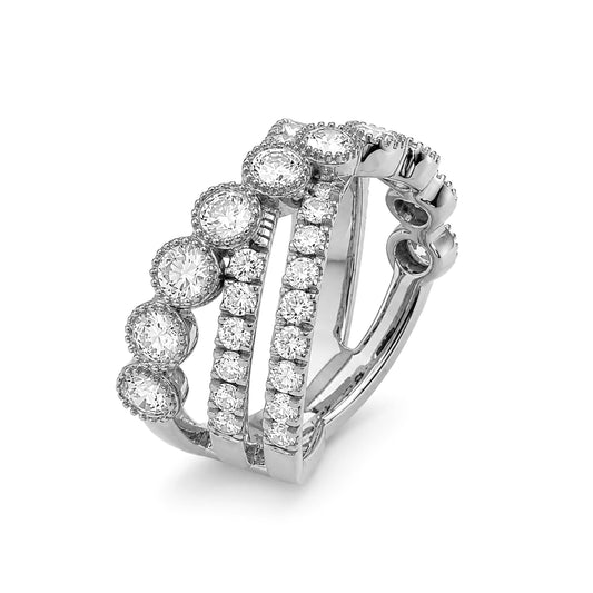 Venturant Lab Grown Diamond (F/VS+) 2.00 carat Round cut Sterling Silver Statement Ring - Sterling Silver | Gold over Silver