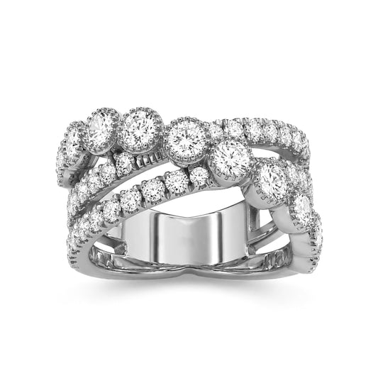 Venturant Lab Grown Diamond (F/VS+) 2.00 carat Round cut Sterling Silver Statement Ring - Sterling Silver | Gold over Silver