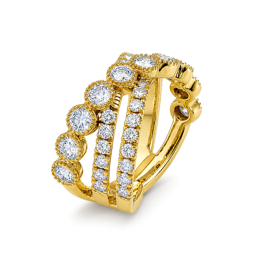 Venturant Lab Grown Diamond (F/VS+) 2.00 carat Round cut Sterling Silver Statement Ring - Sterling Silver | Gold over Silver