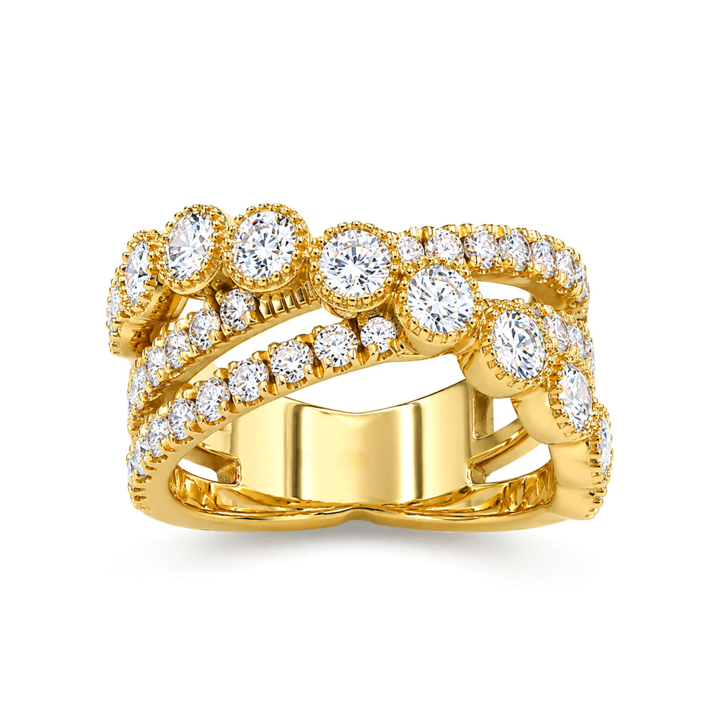 Venturant Lab Grown Diamond (F/VS+) 2.00 carat Round cut Sterling Silver Statement Ring - Sterling Silver | Gold over Silver