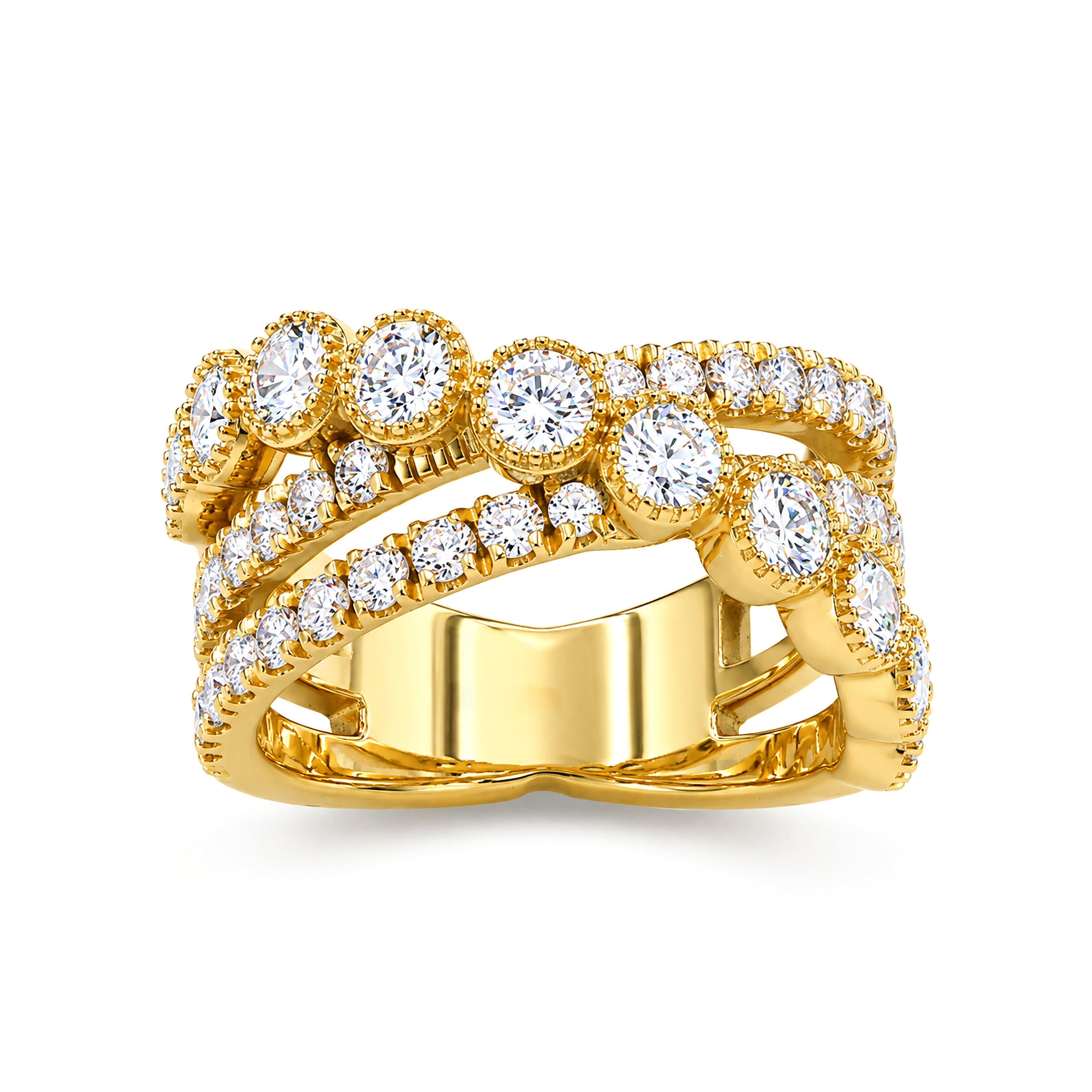 Venturant Lab Grown Diamond (F/VS+) 2.00 carat Round cut Sterling Silver Statement Ring - Sterling Silver | Gold over Silver