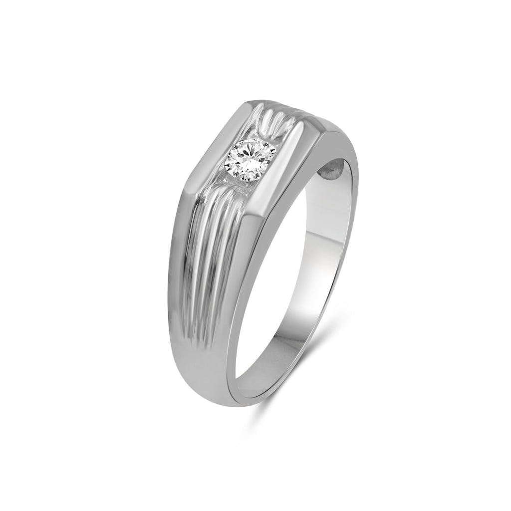 Venturant Lab Grown Diamond (F/VS+) 1.00 carat Round cut Sterling Silver Men's Ring - Sterling Silver | Gold over Silver