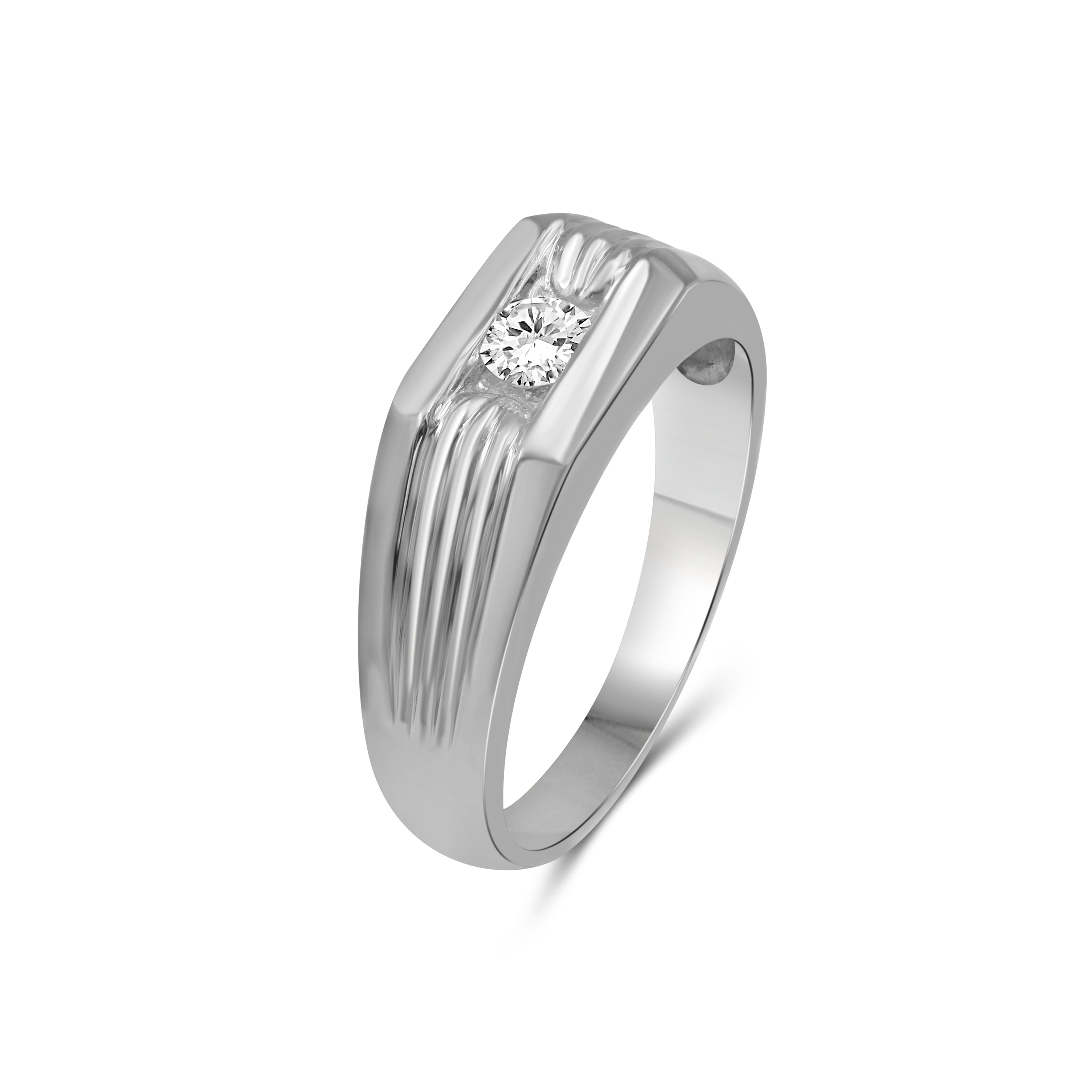 Venturant Lab Grown Diamond (F/VS+) 1.00 carat Round cut Sterling Silver Men's Ring - Sterling Silver | Gold over Silver