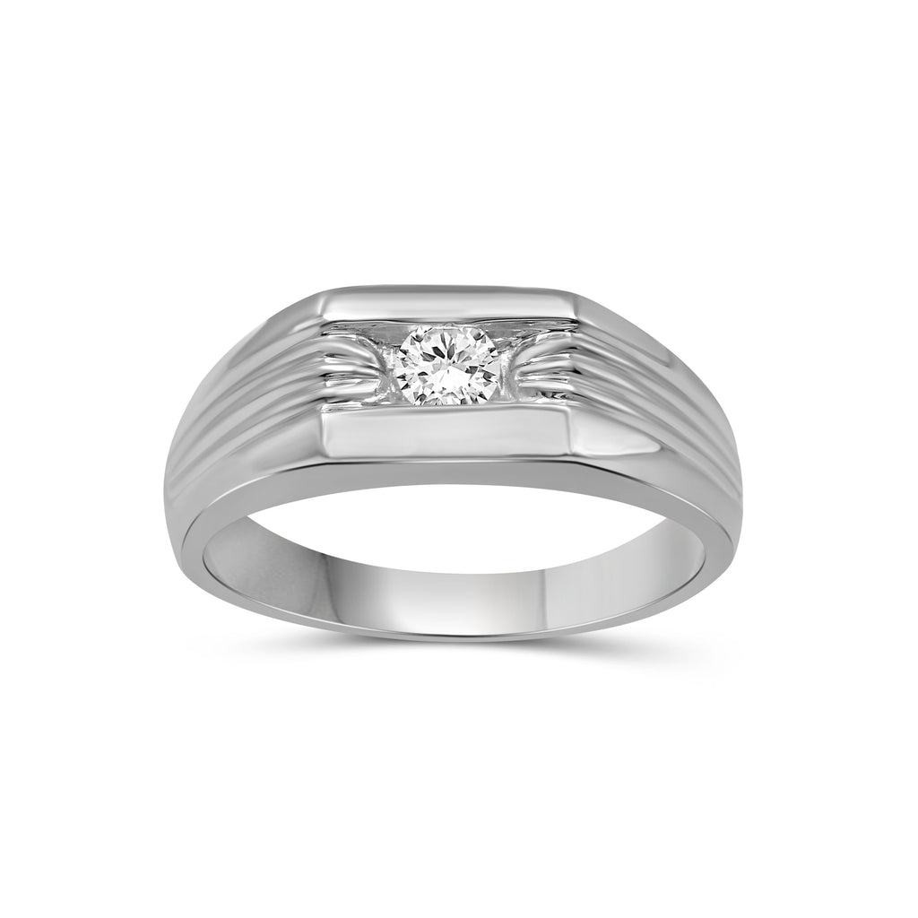 Venturant Lab Grown Diamond (F/VS+) 1.00 carat Round cut Sterling Silver Men's Ring - Sterling Silver | Gold over Silver