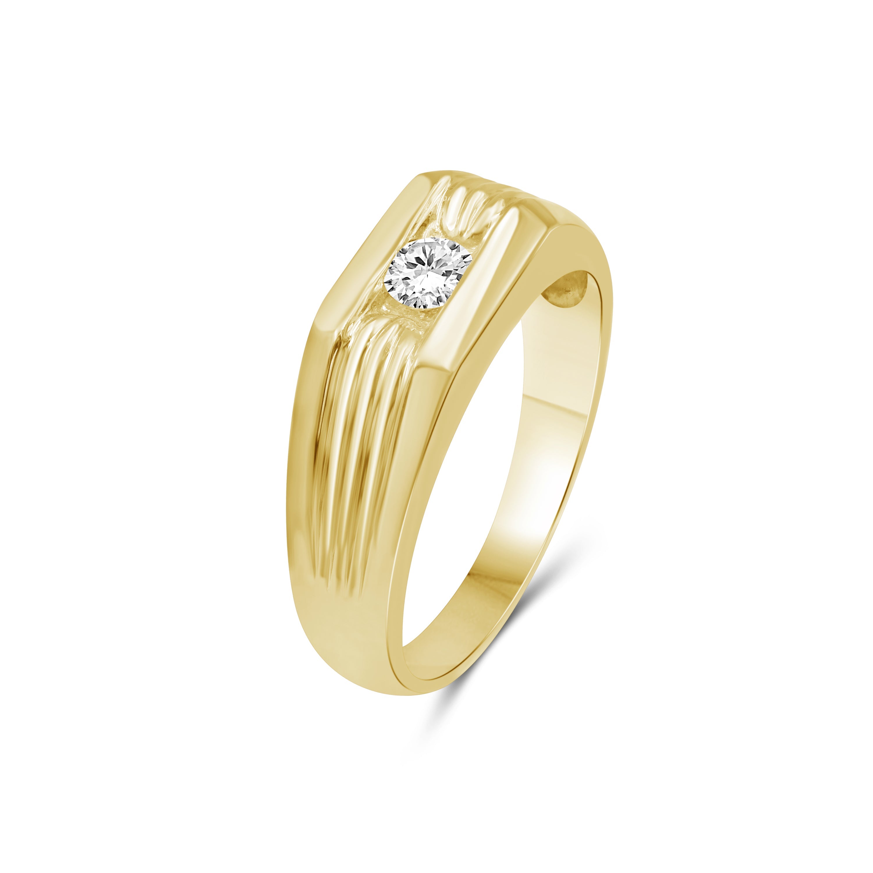 Venturant Lab Grown Diamond (F/VS+) 1.00 carat Round cut Sterling Silver Men's Ring - Sterling Silver | Gold over Silver