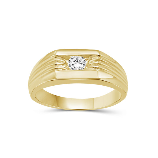 Venturant Lab Grown Diamond (F/VS+) 1.00 carat Round cut Sterling Silver Men's Ring - Sterling Silver | Gold over Silver
