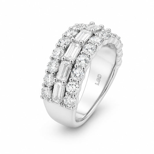 Venturant Lab Grown Diamond (F/VS+) 4.00 carat Round cut Sterling Silver Band Ring - Sterling Silver | Gold over Silver