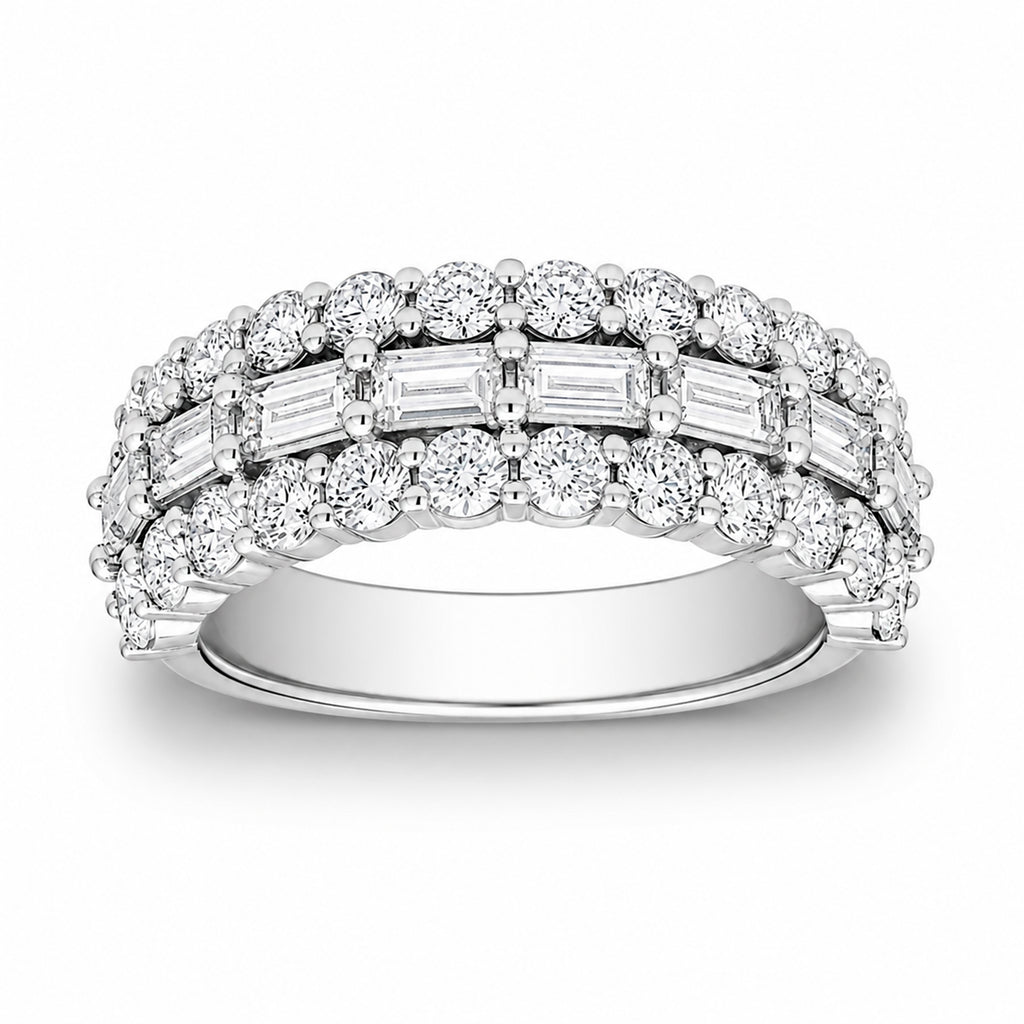 Venturant Lab Grown Diamond (F/VS+) 4.10 carat Round cut Sterling Silver Band Ring - Sterling Silver | Gold over Silver