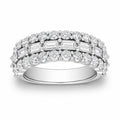 Venturant Lab Grown Diamond (F/VS+) 4.10 carat Round cut Sterling Silver Band Ring - Sterling Silver | Gold over Silver