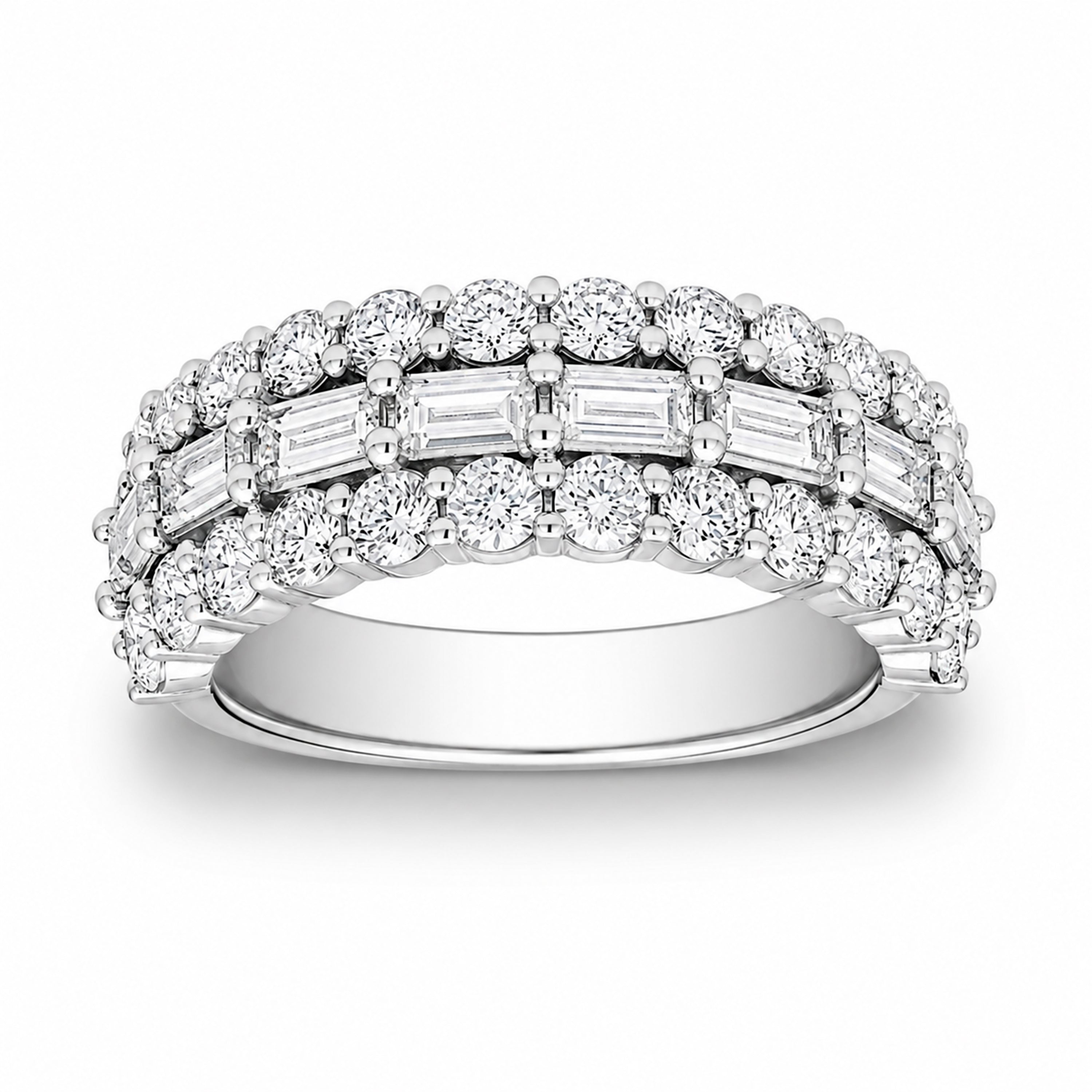 Venturant Lab Grown Diamond (F/VS+) 4.10 carat Round cut Sterling Silver Band Ring - Sterling Silver | Gold over Silver