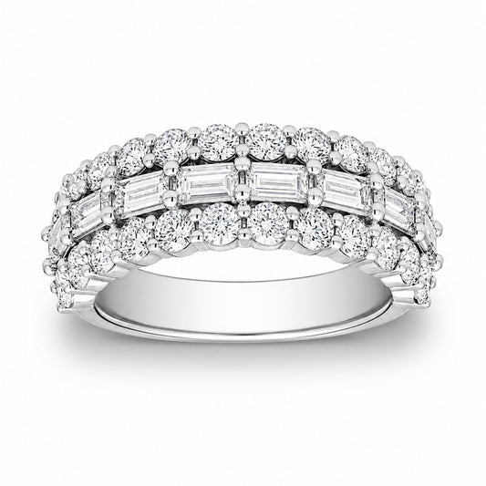 Venturant Lab Grown Diamond (F/VS+) 4.00 carat Round cut Sterling Silver Band Ring - Sterling Silver | Gold over Silver