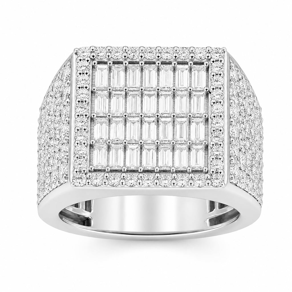 Venturant Lab Grown Diamond (F/VS+) 7.50 carat Round cut Sterling Silver Men's Ring - Sterling Silver