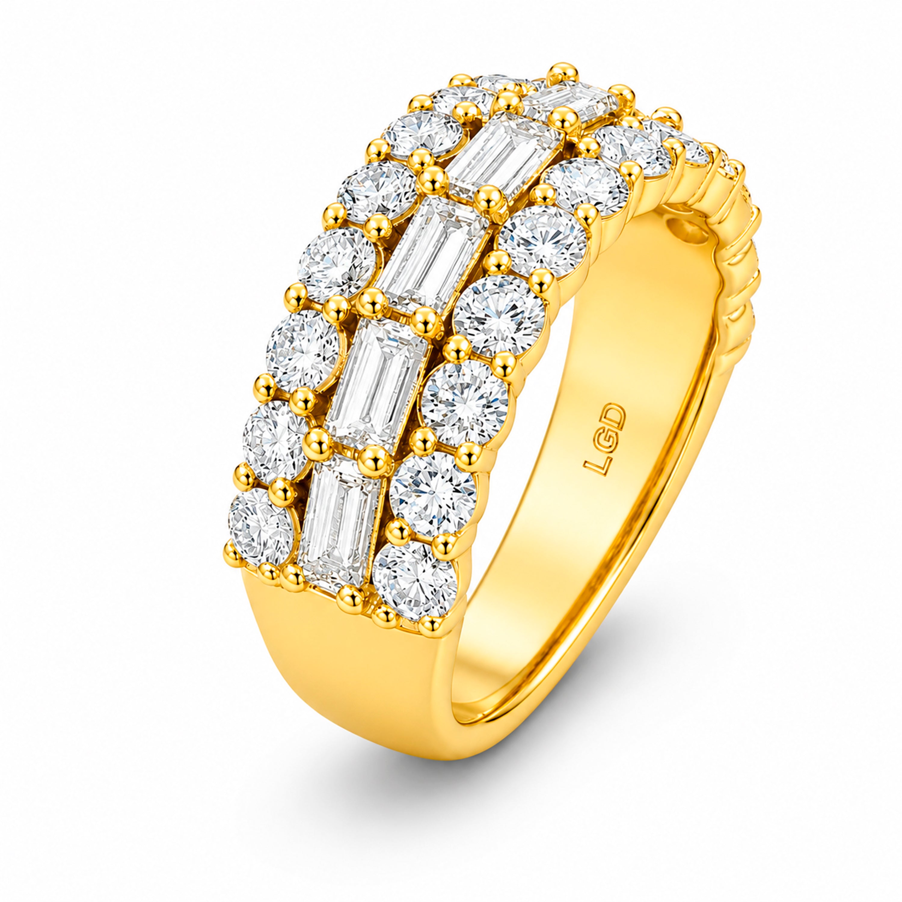 Venturant Lab Grown Diamond (F/VS+) 4.10 carat Round cut Sterling Silver Band Ring - Sterling Silver | Gold over Silver