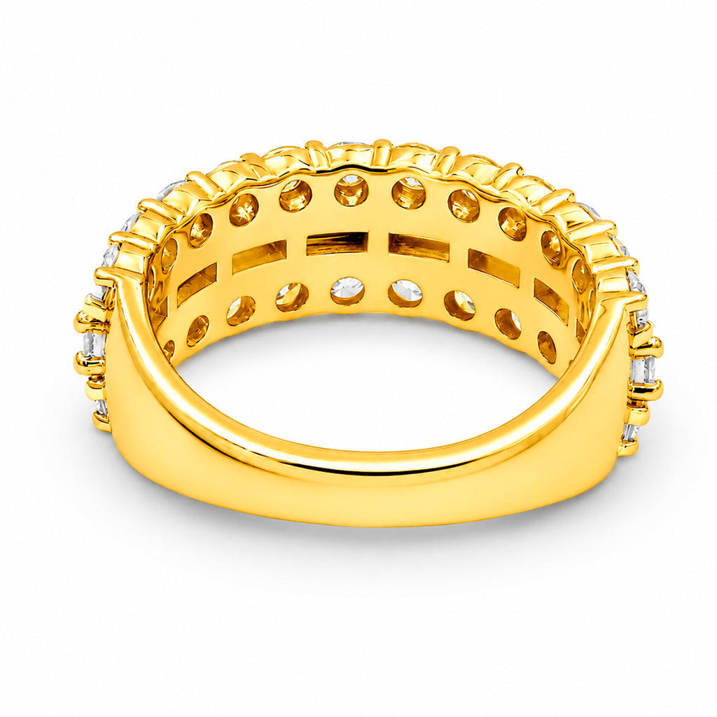 Venturant Lab Grown Diamond (F/VS+) 4.10 carat Round cut Sterling Silver Band Ring - Sterling Silver | Gold over Silver