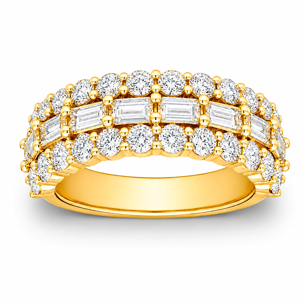 Venturant Lab Grown Diamond (F/VS+) 4.10 carat Round cut Sterling Silver Band Ring - Sterling Silver | Gold over Silver