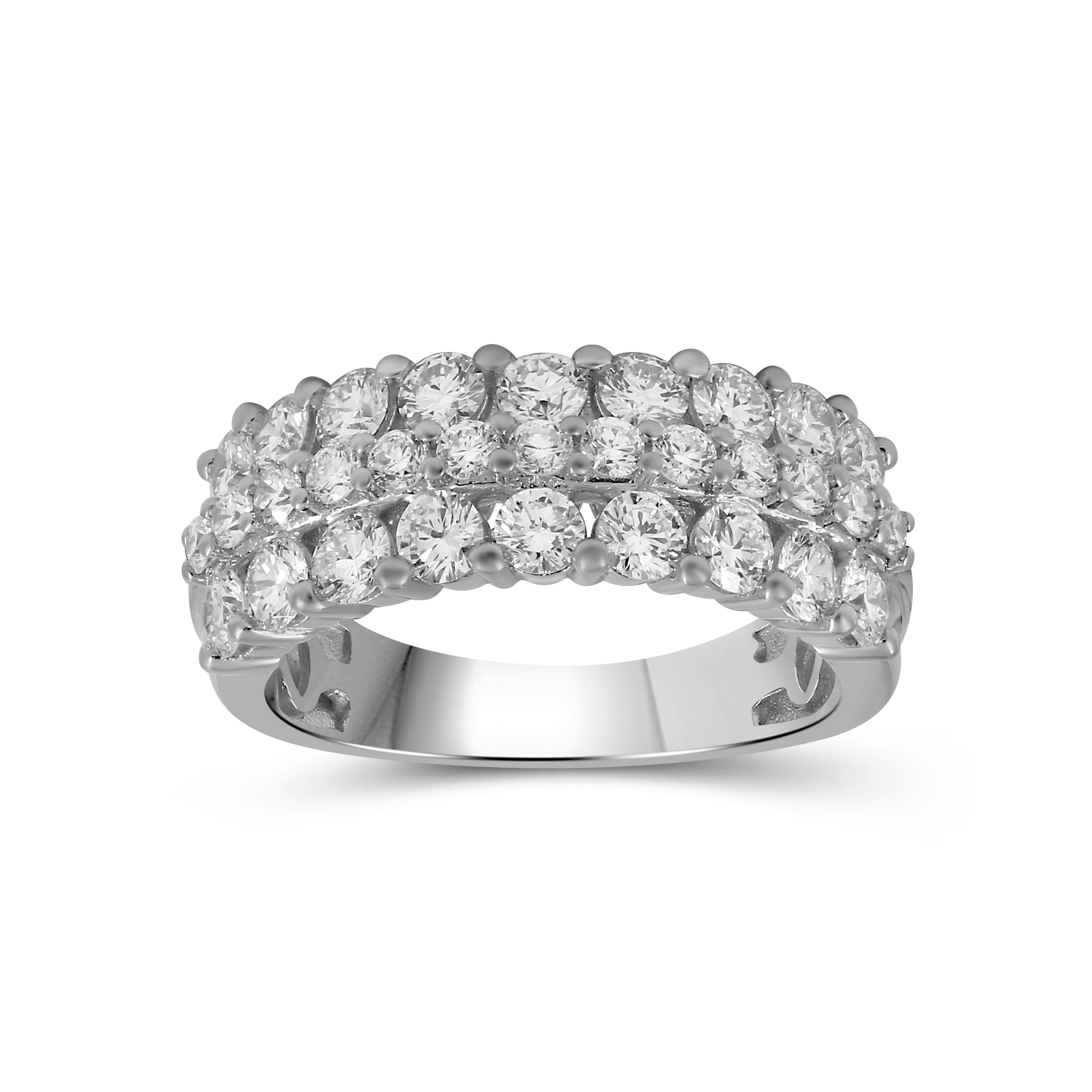 Venturant Lab Grown Diamond (F/VS+) 2.00 carat Round cut Sterling Silver Band Ring - Gold over Silver