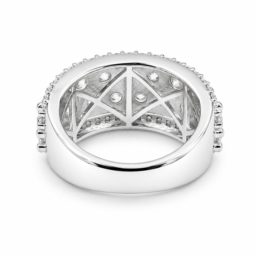 Venturant Lab Grown Diamond (F/VS+) 3.00 carat Round cut Sterling Silver Band Ring - Sterling Silver