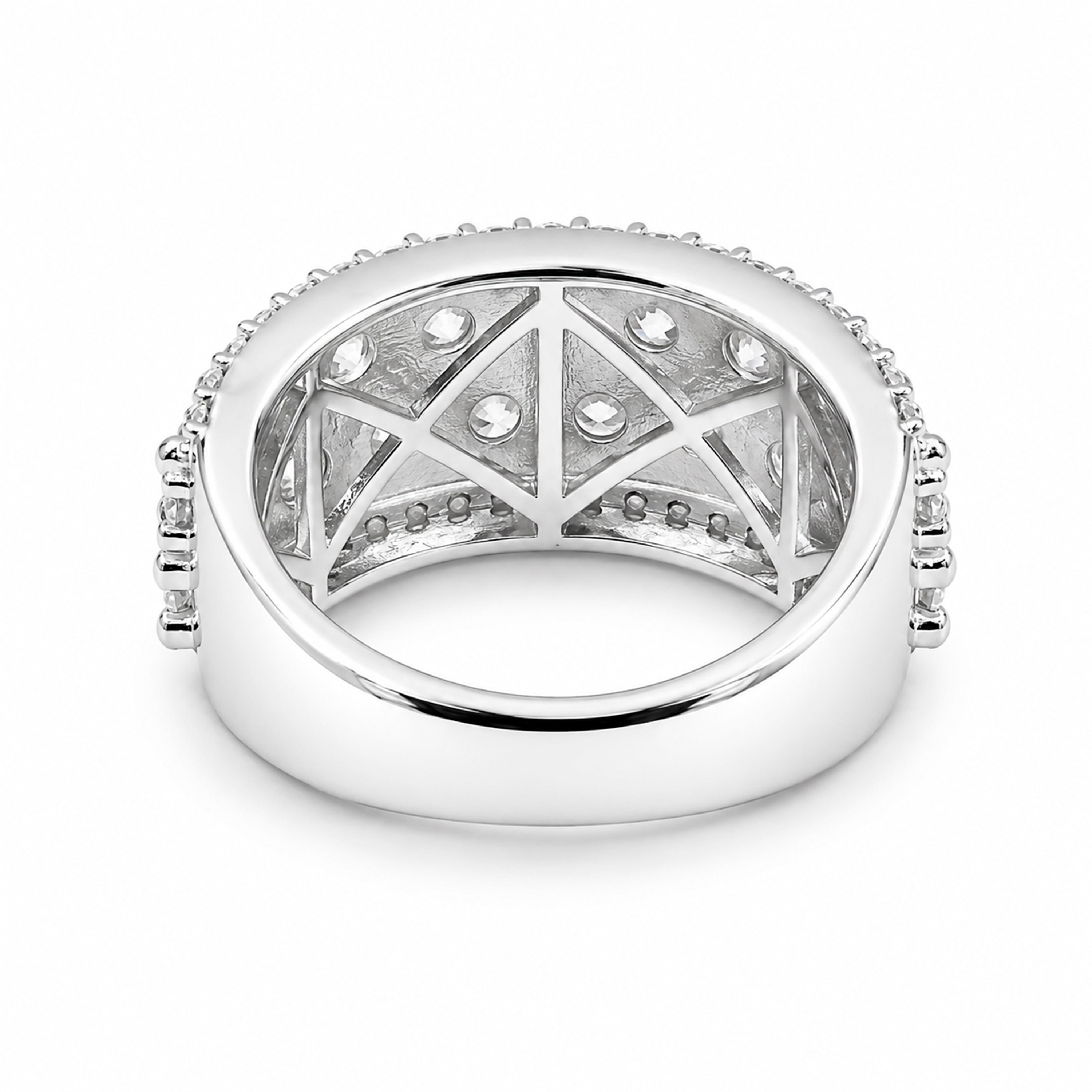 Venturant Lab Grown Diamond (F/VS+) 3.00 carat Round cut Sterling Silver Band Ring - Sterling Silver