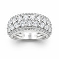Venturant Lab Grown Diamond (F/VS+) 3.00 carat Round cut Sterling Silver Band Ring - Sterling Silver