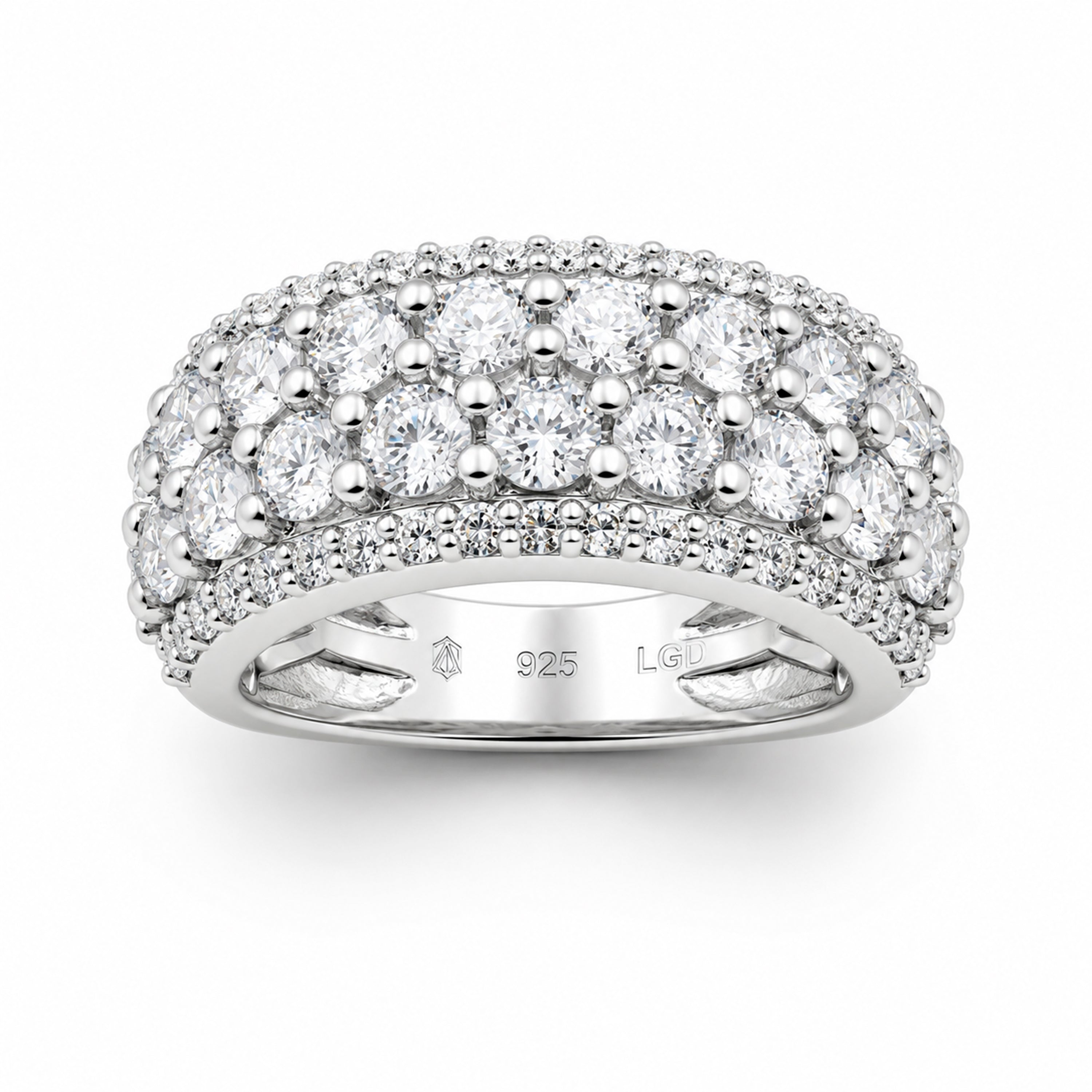 Venturant Lab Grown Diamond (F/VS+) 3.00 carat Round cut Sterling Silver Band Ring - Sterling Silver