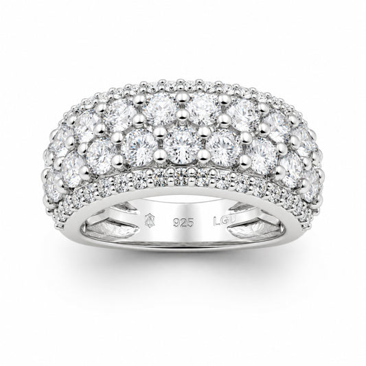 Venturant Lab Grown Diamond (F/VS+) 3.00 carat Round cut Sterling Silver Band Ring - Sterling Silver