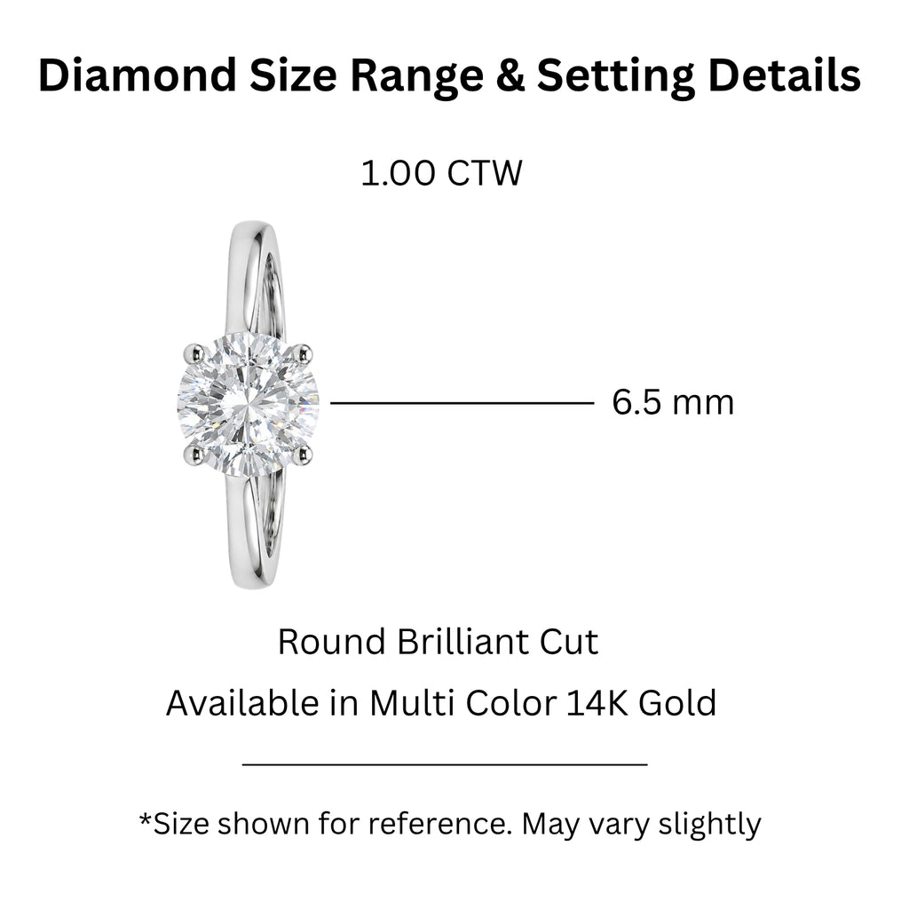 Venturant 1.00-6.00 Carat T.W. IGI certified Round-cut Lab Grown Diamond (D/VS+) 14K Gold Solitaire Ring
