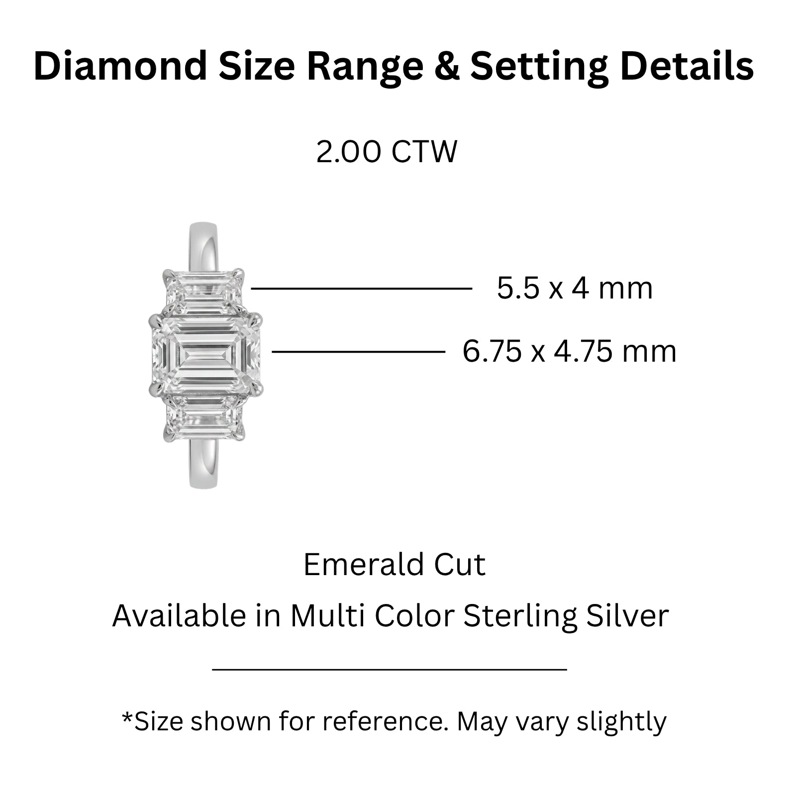 Venturant 2.00-5.00 Carat T.W. Emerald-cut Lab Grown Diamond (F/VS+) 14K Gold 3 Stone Ring