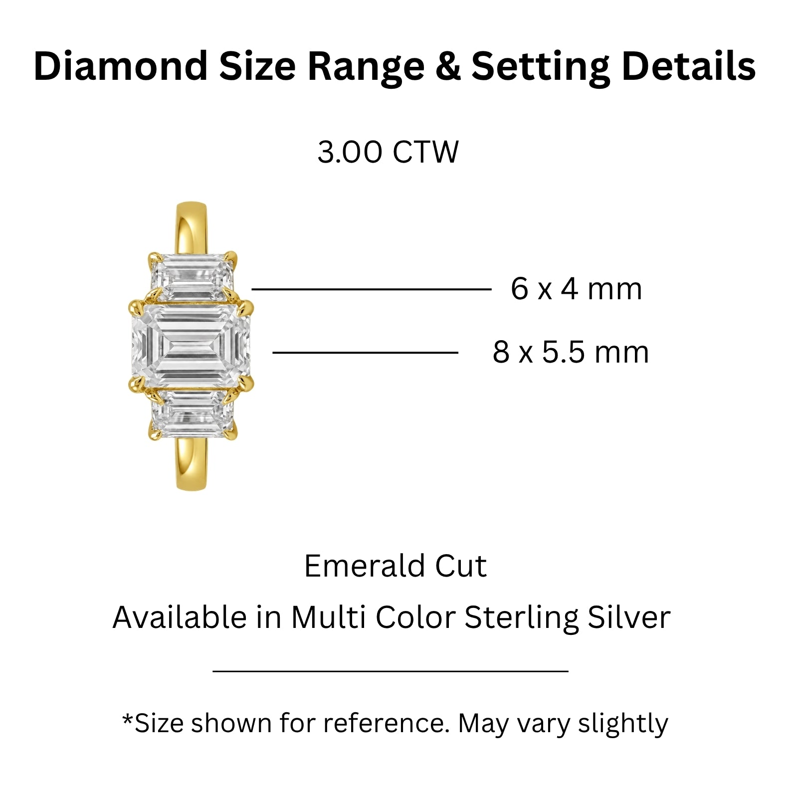 Venturant 2.00-5.00 Carat T.W. Emerald-cut Lab Grown Diamond (F/VS+) 14K Gold 3 Stone Ring