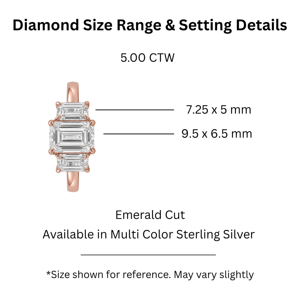 Venturant 2.00-5.00 Carat T.W. Emerald-cut Lab Grown Diamond (F/VS+) 14K Gold 3 Stone Ring