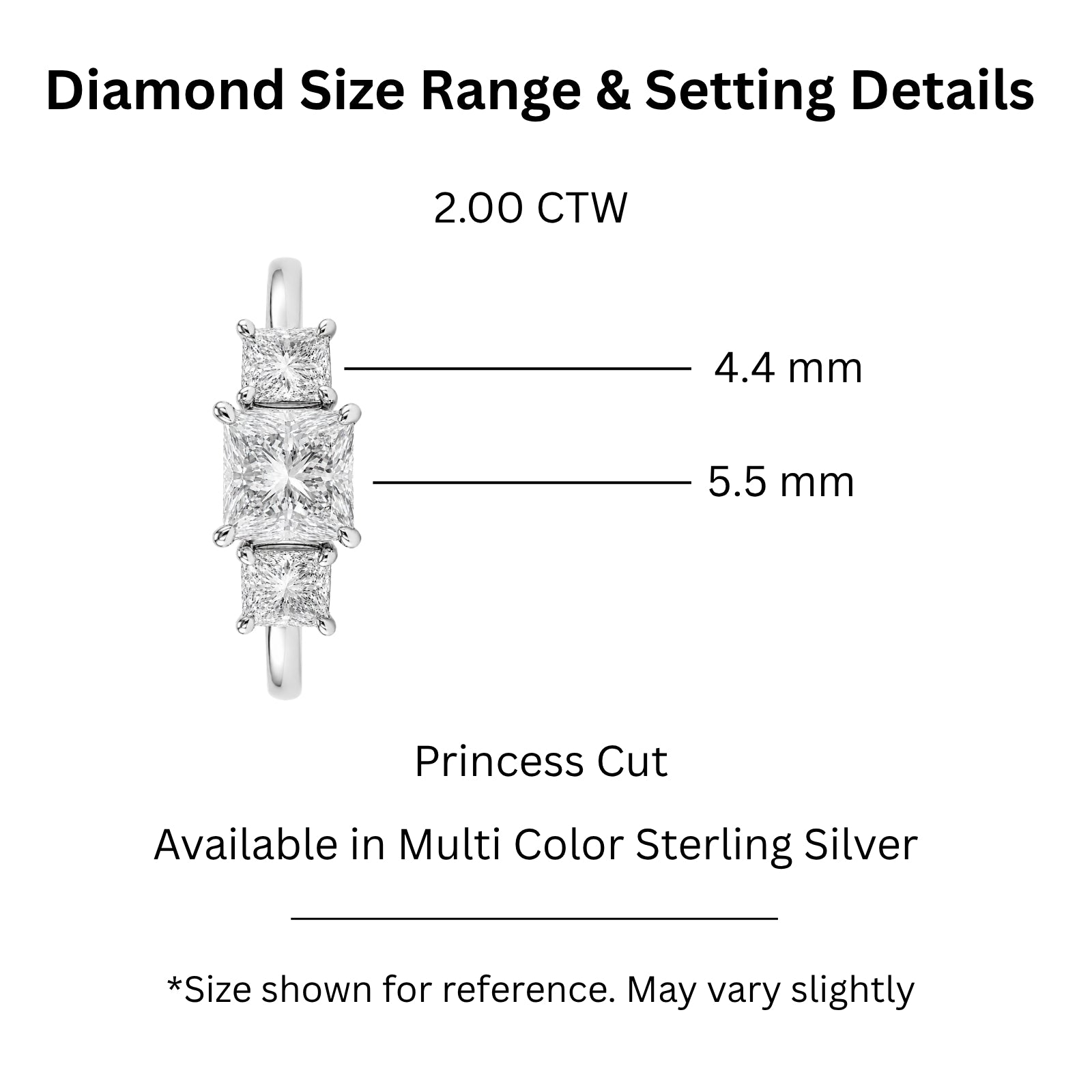 Venturant 2.00-5.00 Carat T.W. Princess-cut Lab Grown Diamond (F/VS+) 14K Gold 3 Stone Ring