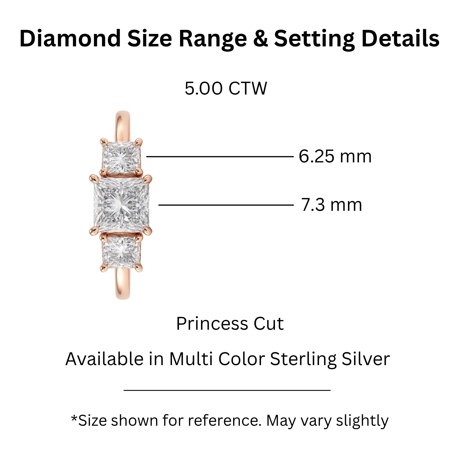Venturant 2.00-5.00 Carat T.W. Princess-cut Lab Grown Diamond (F/VS+) 14K Gold 3 Stone Ring