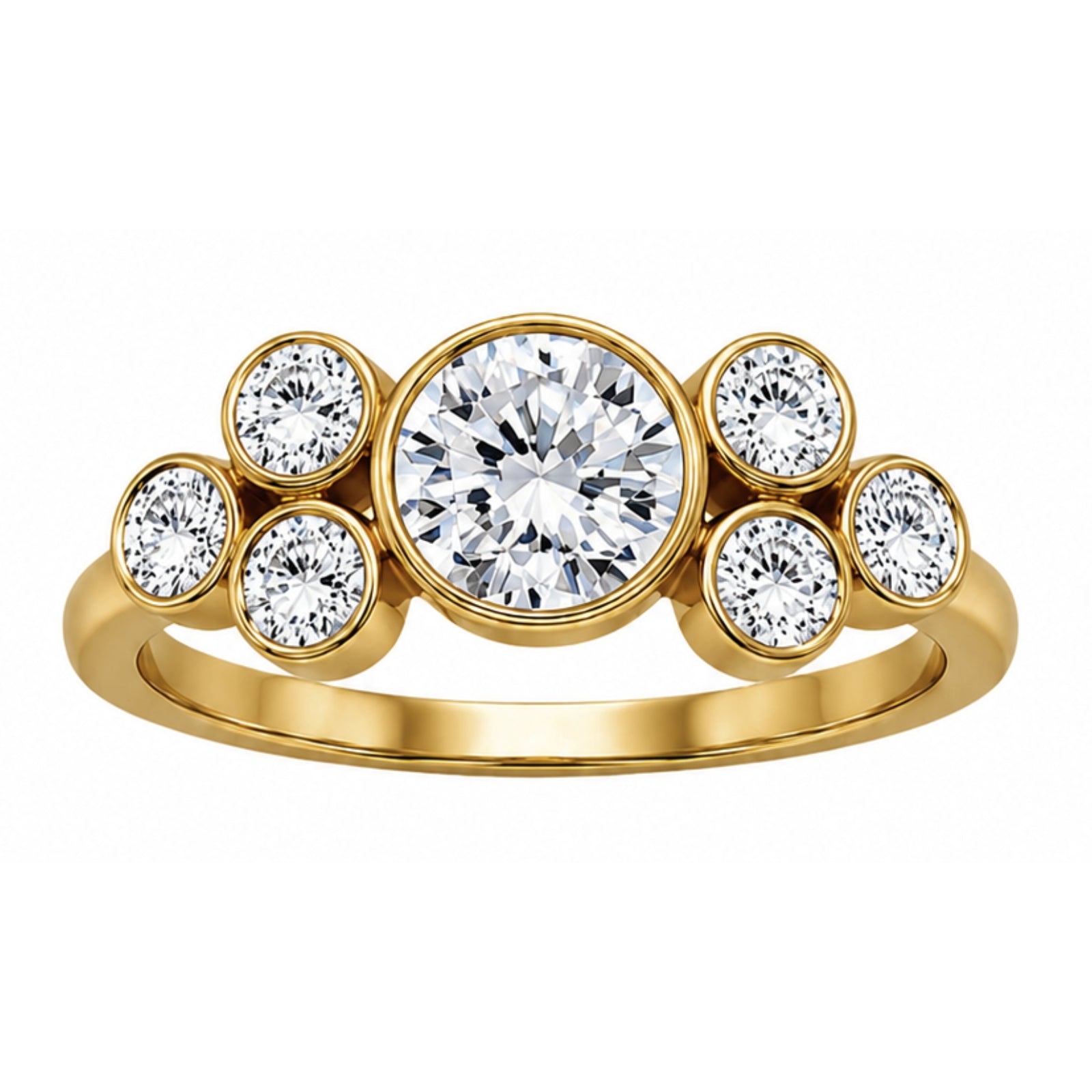 Venturant 2.00 Carat T.W. Round-cut Lab Grown Diamond (F/VS+) 14K Gold Bezel Set 7 Stone Ring