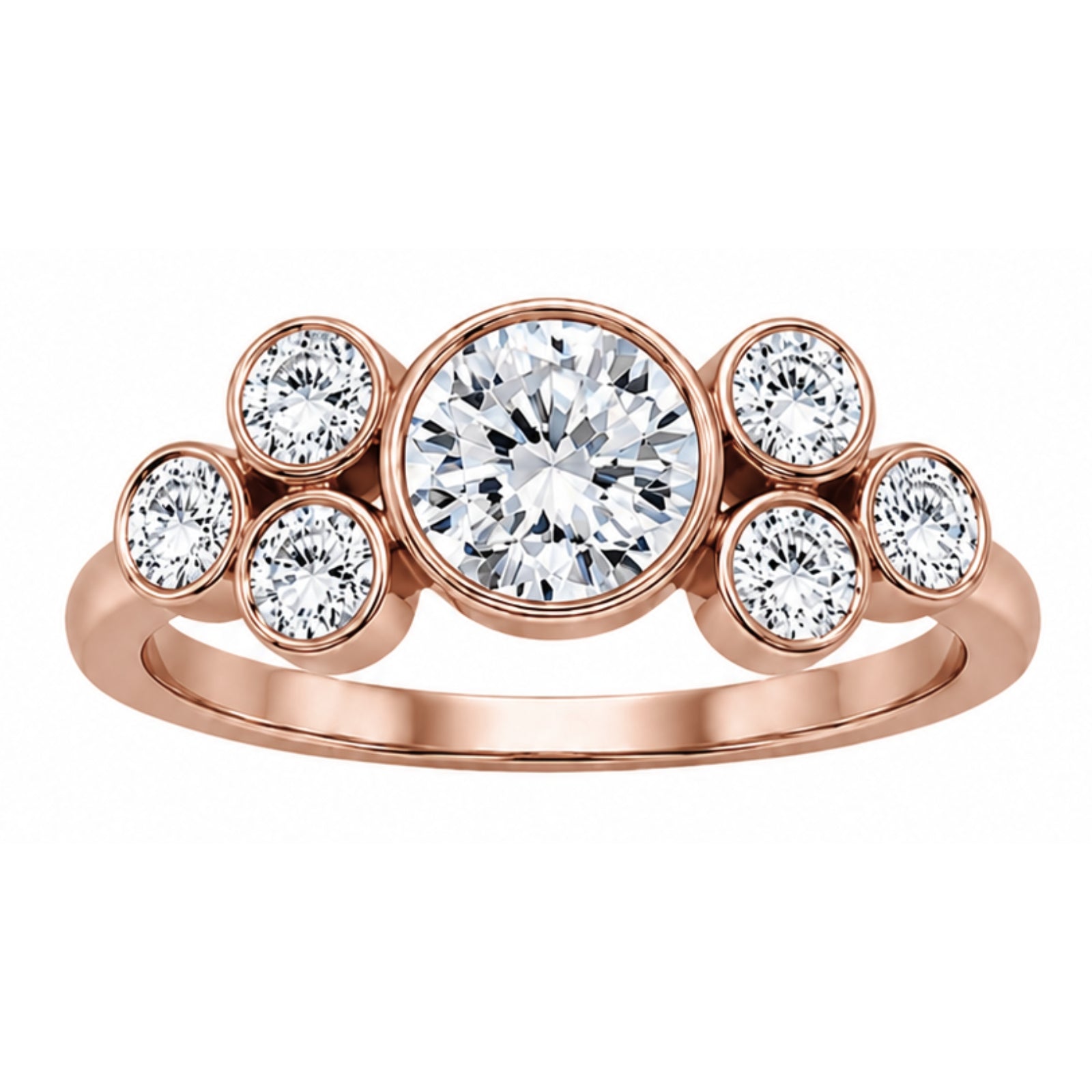 Venturant 2.00 Carat T.W. Round-cut Lab Grown Diamond (F/VS+) 14K Gold Bezel Set 7 Stone Ring