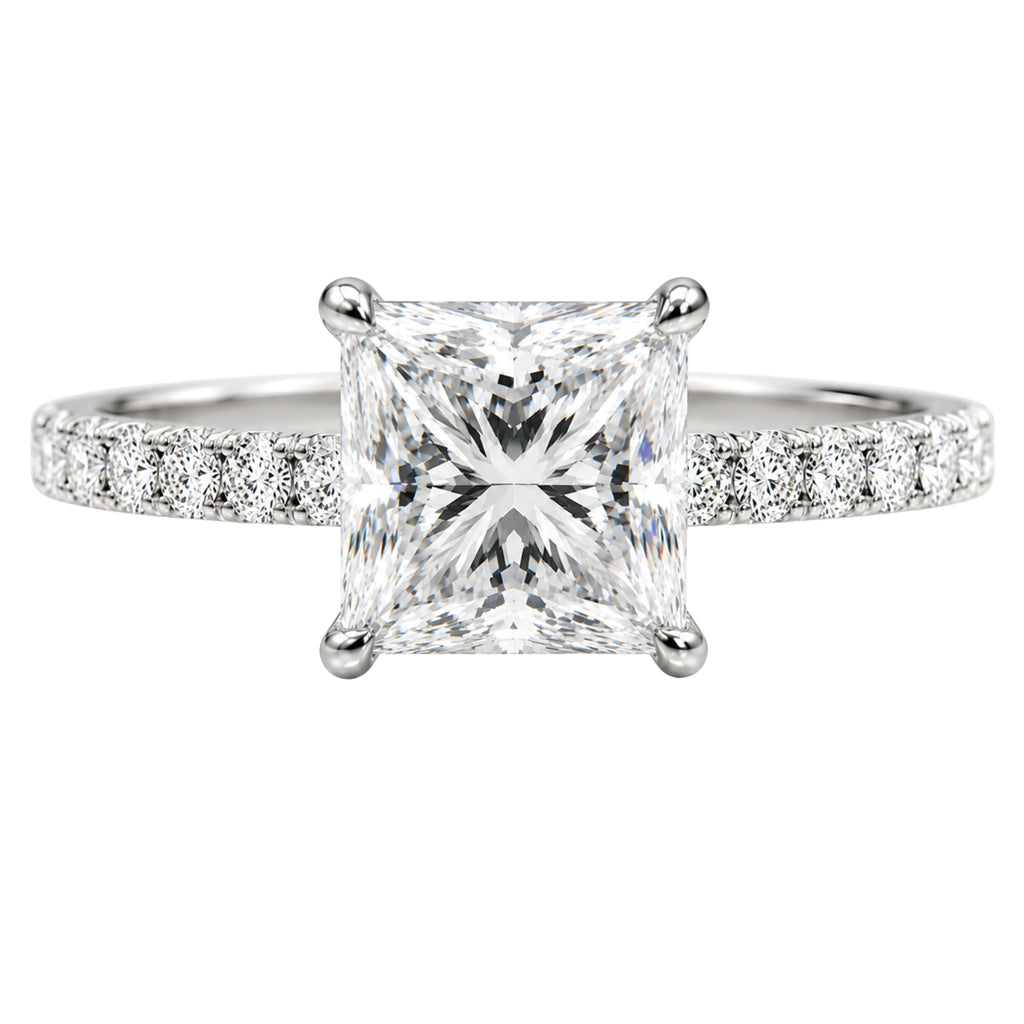 Venturant 1.50-4.50 Carat T.W. Princess and Round-cut Lab Grown Diamond (F/VS+) 14K Gold Solitaire Band Ring