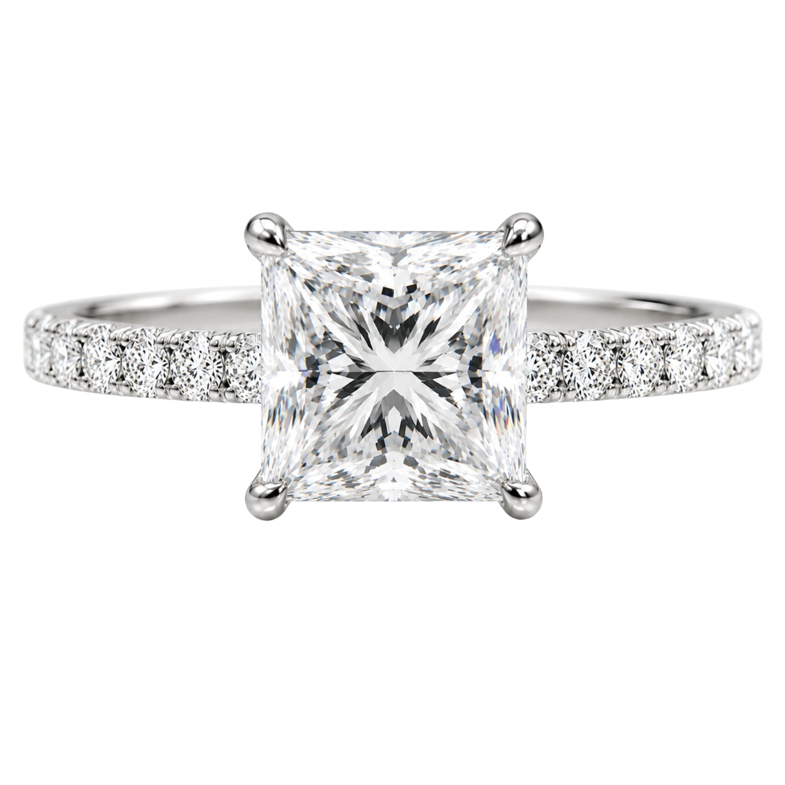Venturant 1.50-4.50 Carat T.W. Princess and Round-cut Lab Grown Diamond (F/VS+) 14K Gold Solitaire Band Ring