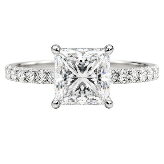 Venturant 1.50-4.50 Carat T.W. Princess and Round-cut Lab Grown Diamond (F/VS+) 14K Gold Solitaire Band Ring