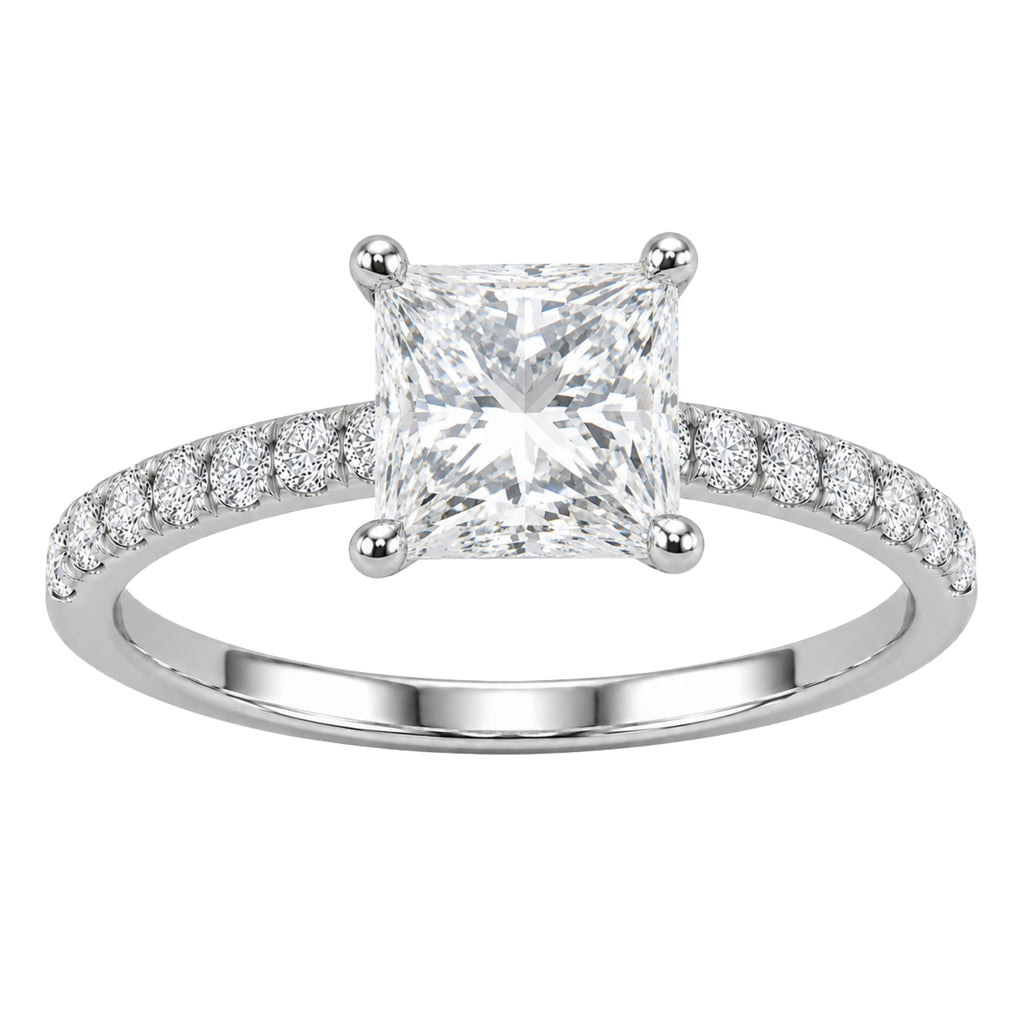 Venturant 1.50-4.50 Carat T.W. Princess and Round-cut Lab Grown Diamond (F/VS+) 14K Gold Solitaire Band Ring