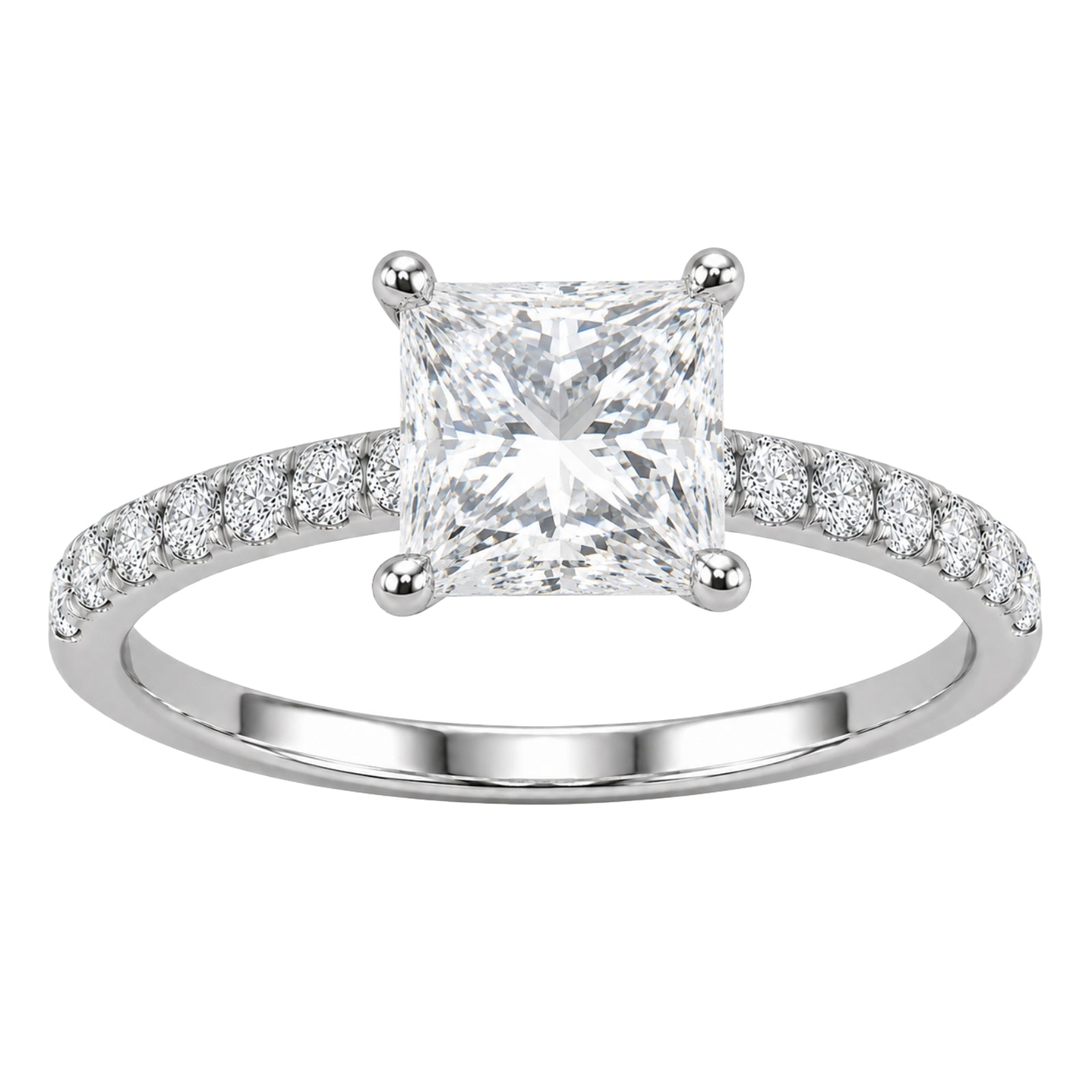 Venturant 1.50-4.50 Carat T.W. Princess and Round-cut Lab Grown Diamond (F/VS+) 14K Gold Solitaire Band Ring