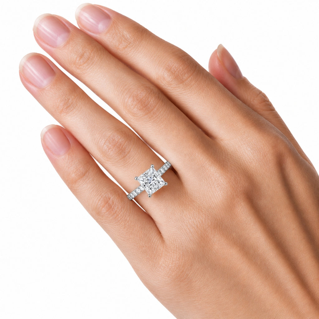 Venturant 1.50-4.50 Carat T.W. Princess and Round-cut Lab Grown Diamond (F/VS+) 14K Gold Solitaire Band Ring