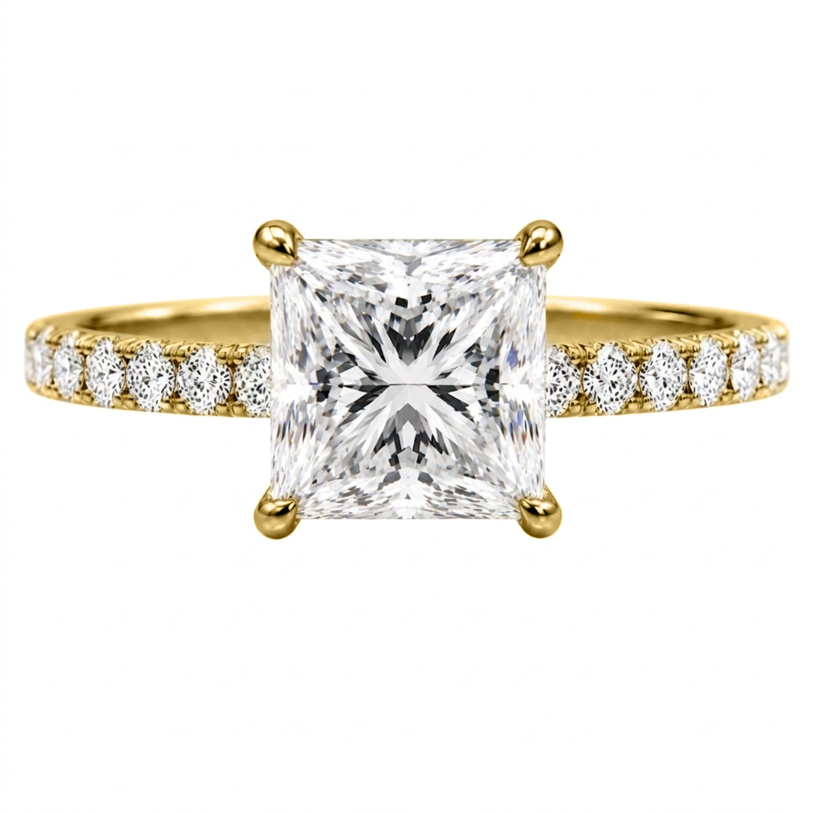 Venturant 1.50-4.50 Carat T.W. Princess and Round-cut Lab Grown Diamond (F/VS+) 14K Gold Solitaire Band Ring