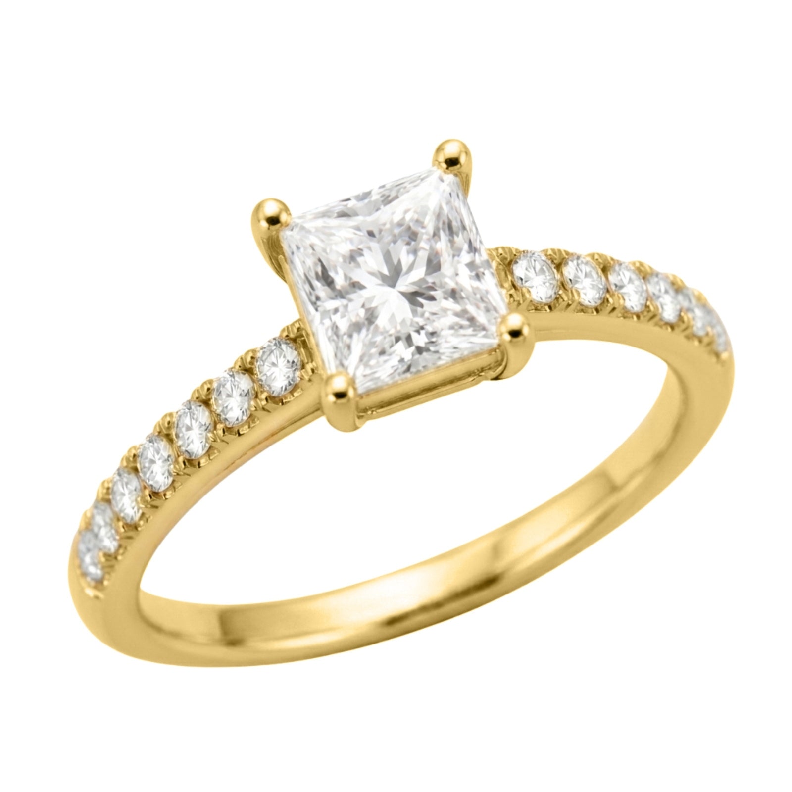 Venturant 1.50-4.50 Carat T.W. Princess and Round-cut Lab Grown Diamond (F/VS+) 14K Gold Solitaire Band Ring