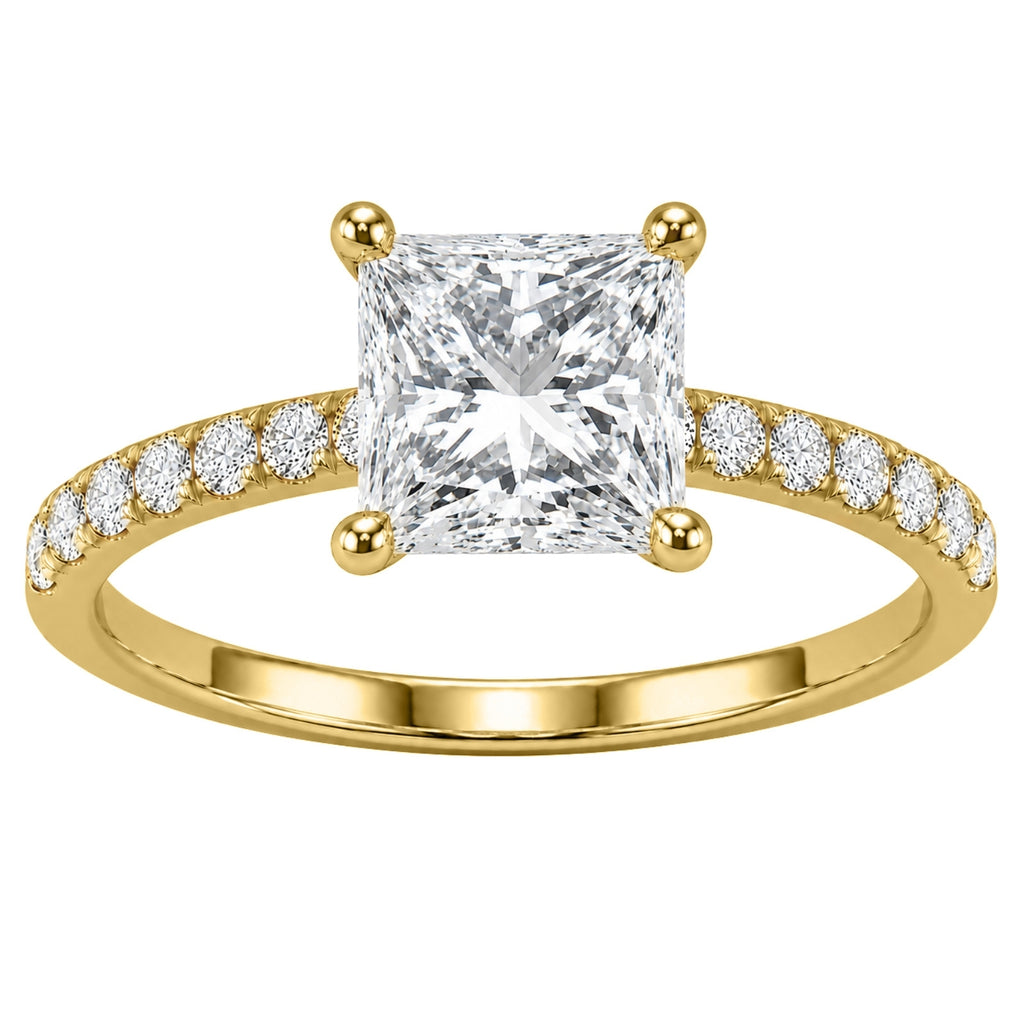 Venturant 1.50-4.50 Carat T.W. Princess and Round-cut Lab Grown Diamond (F/VS+) 14K Gold Solitaire Band Ring