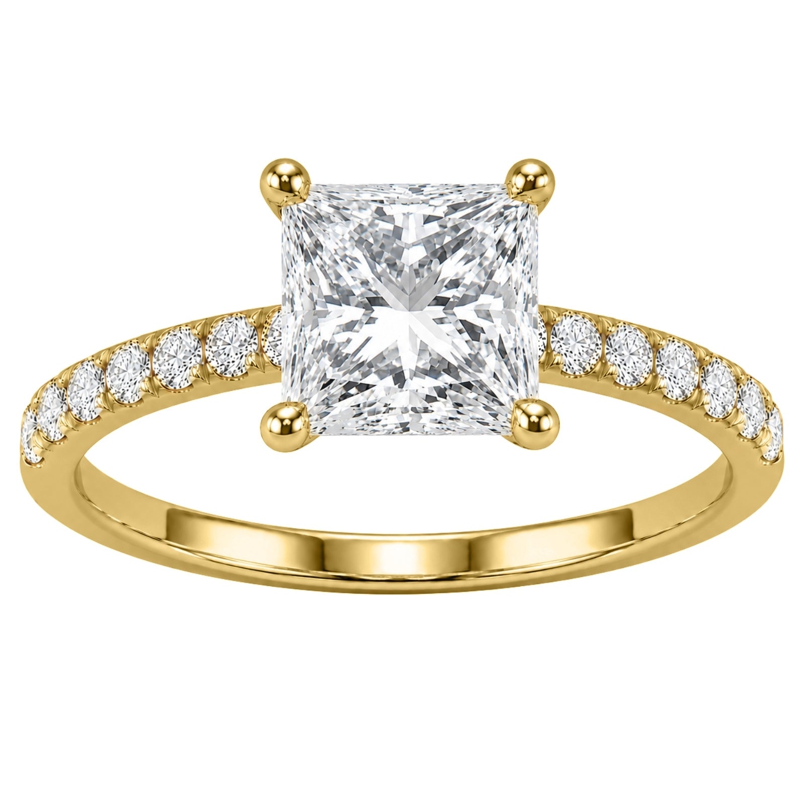 Venturant 1.50-4.50 Carat T.W. Princess and Round-cut Lab Grown Diamond (F/VS+) 14K Gold Solitaire Band Ring