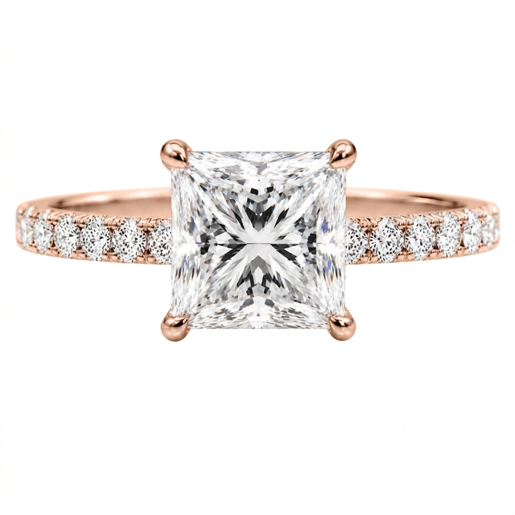 Venturant 1.50-4.50 Carat T.W. Princess and Round-cut Lab Grown Diamond (F/VS+) 14K Gold Solitaire Band Ring
