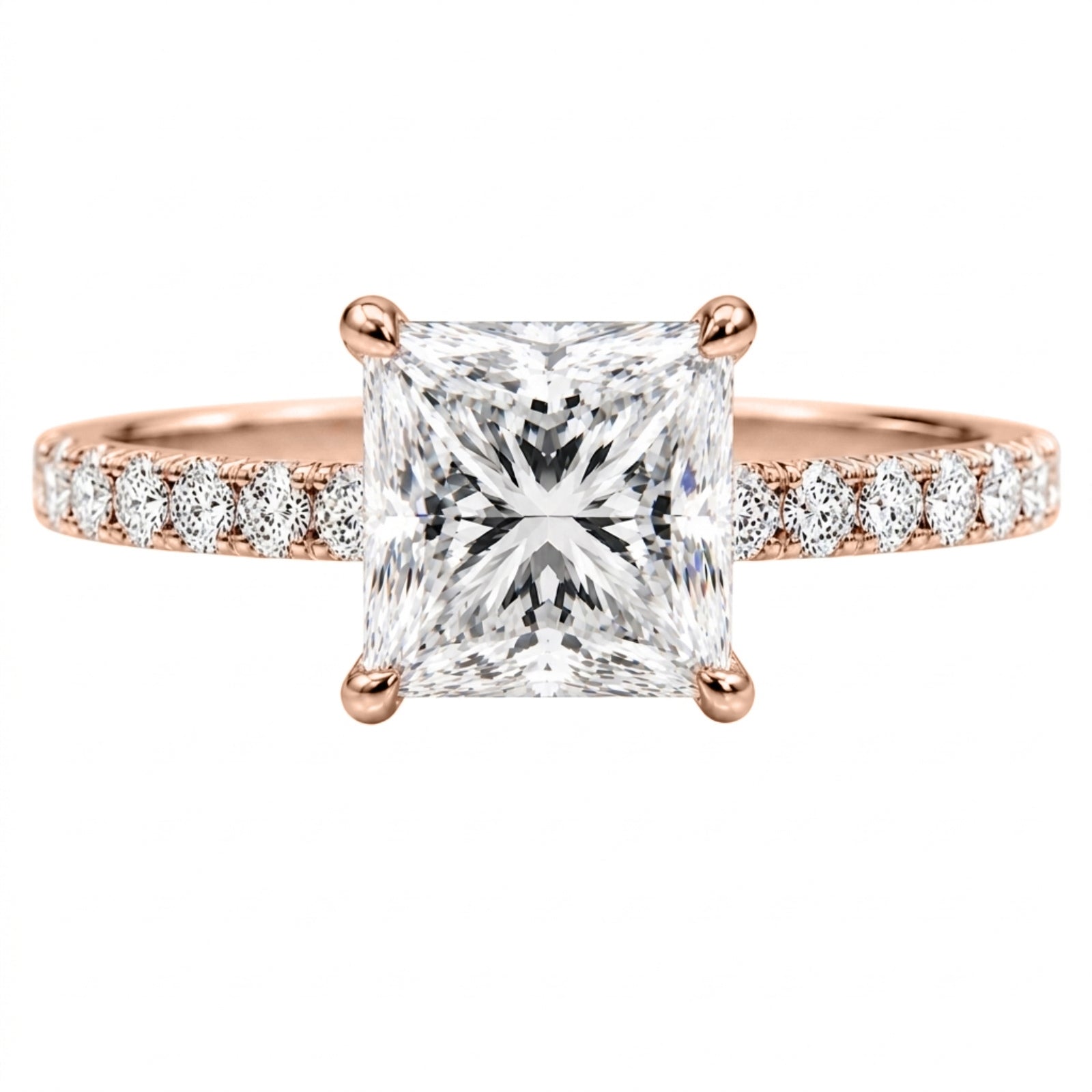 Venturant 1.50-4.50 Carat T.W. Princess and Round-cut Lab Grown Diamond (F/VS+) 14K Gold Solitaire Band Ring